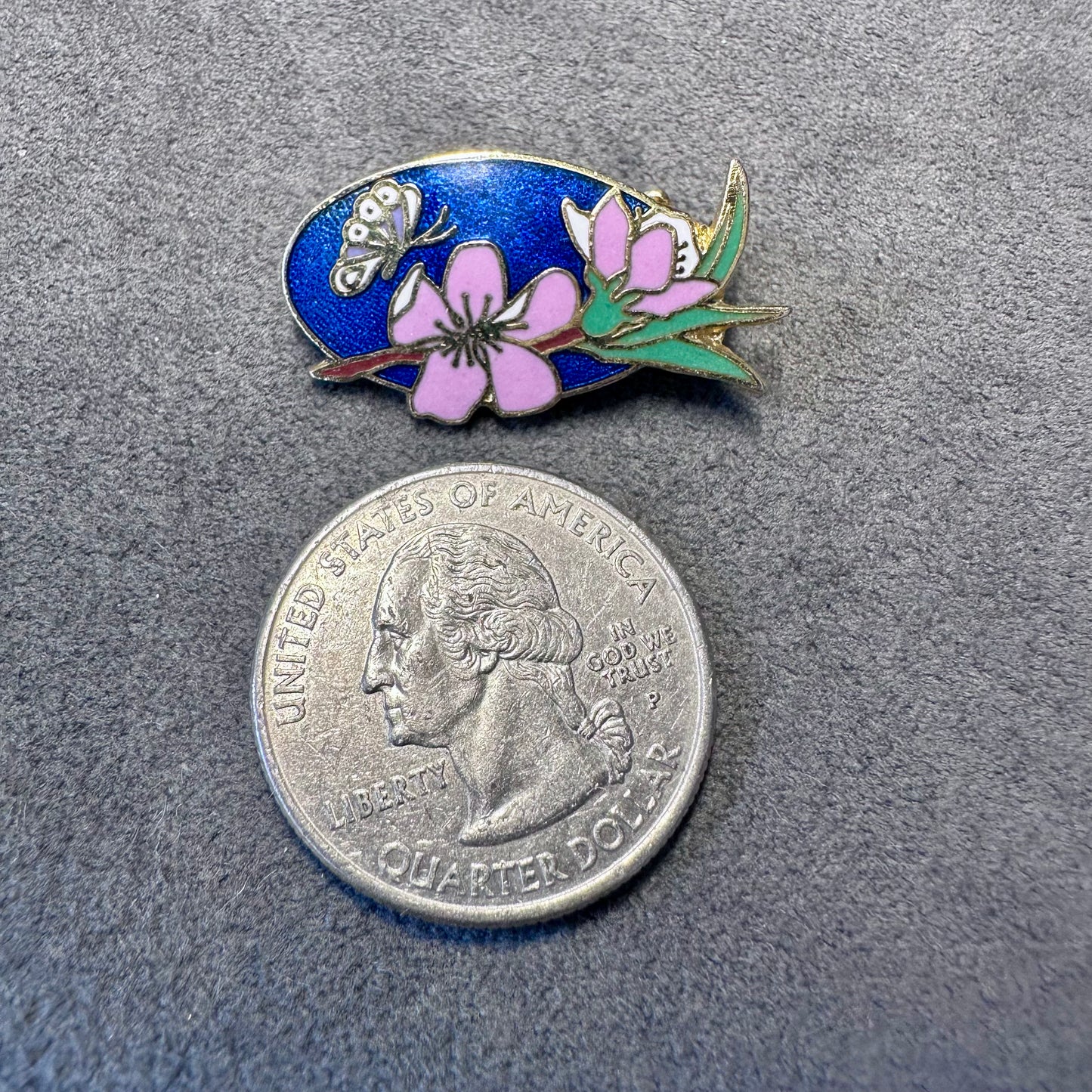 Vintage Floral and Butterfly Enamel Pin