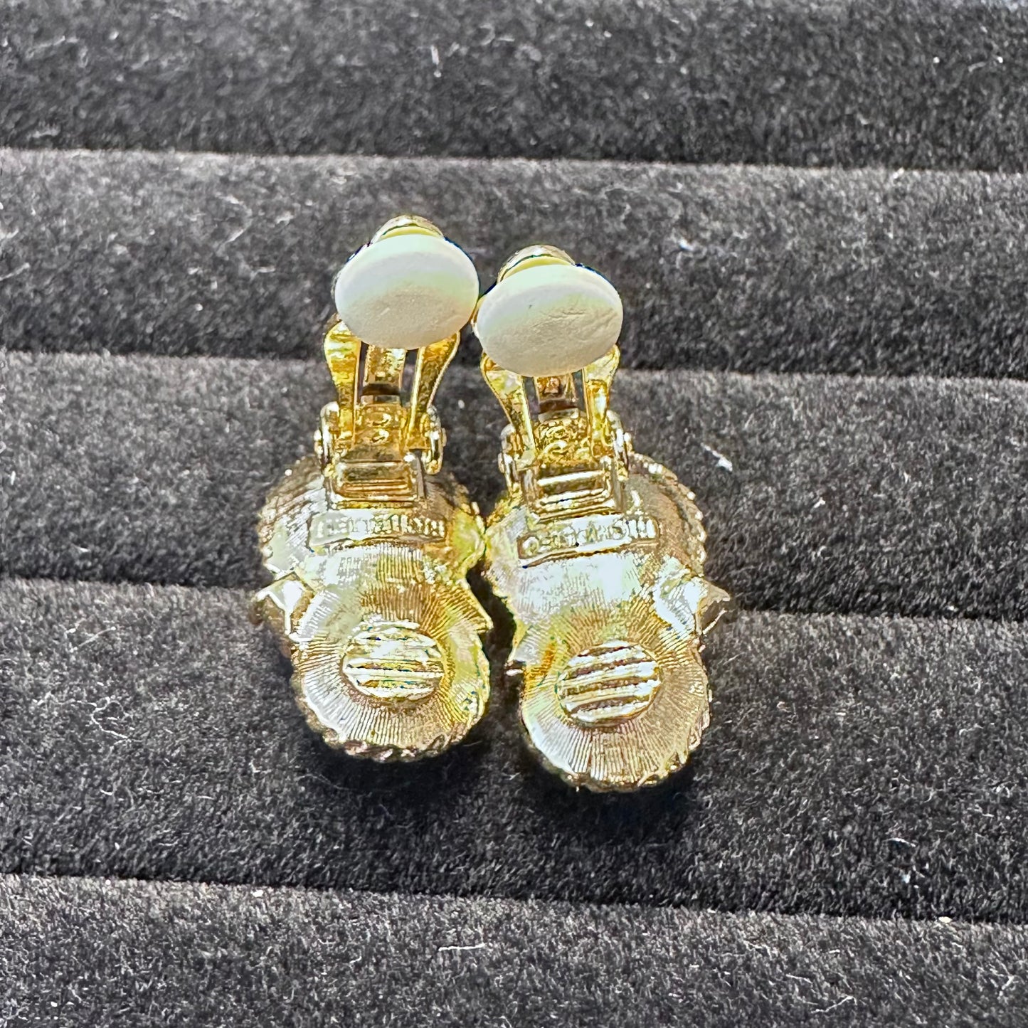Vintage Richelieu Faux Pearl and Rhinestone Clip On Earrings