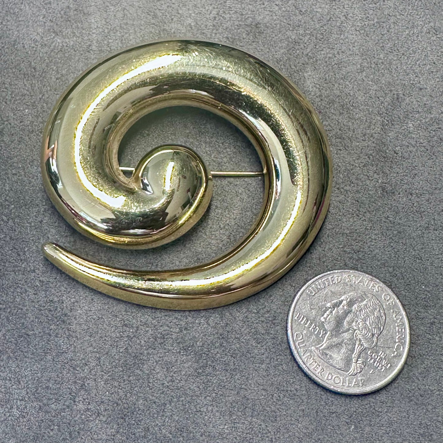 Vintage Monet Large Gold Tone Swirl Brooch