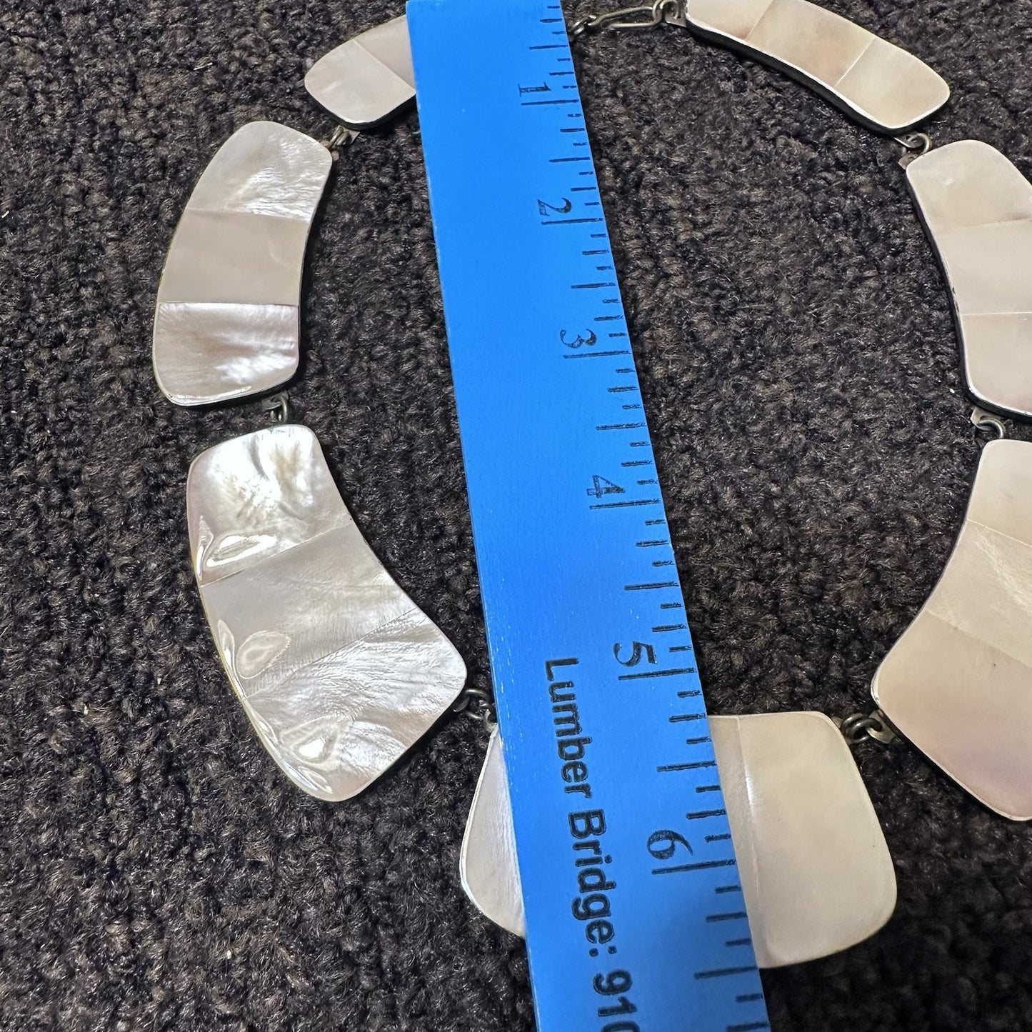 VINTAGE MOTHER OF PEARL PANEL INLAID COLLAR NECKLACE
