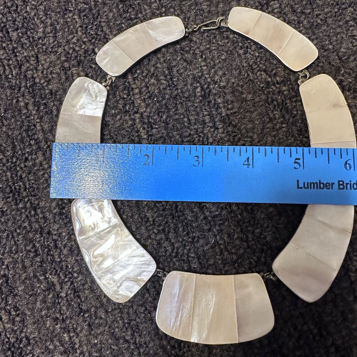 VINTAGE MOTHER OF PEARL PANEL INLAID COLLAR NECKLACE