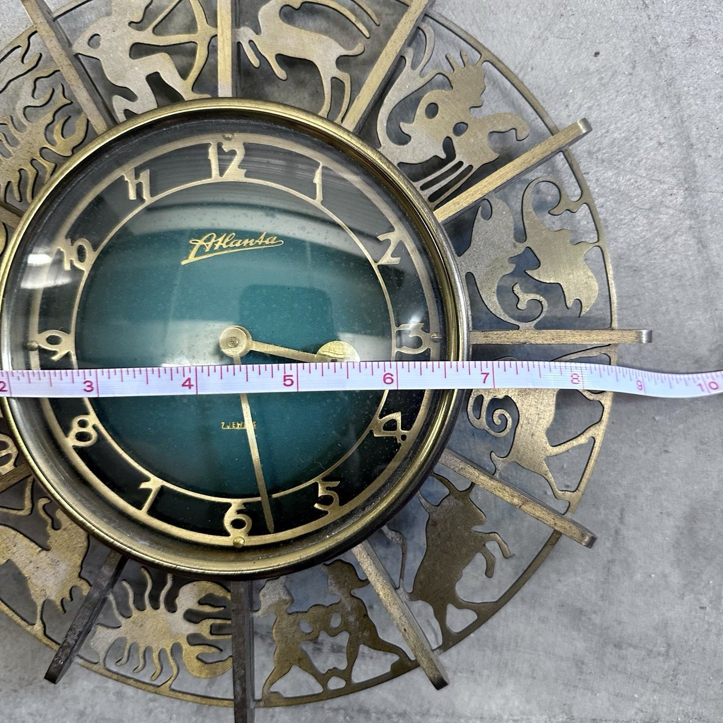 Vintage Atlanta German Zodiac Brass Windup Clock Antique ***READ***