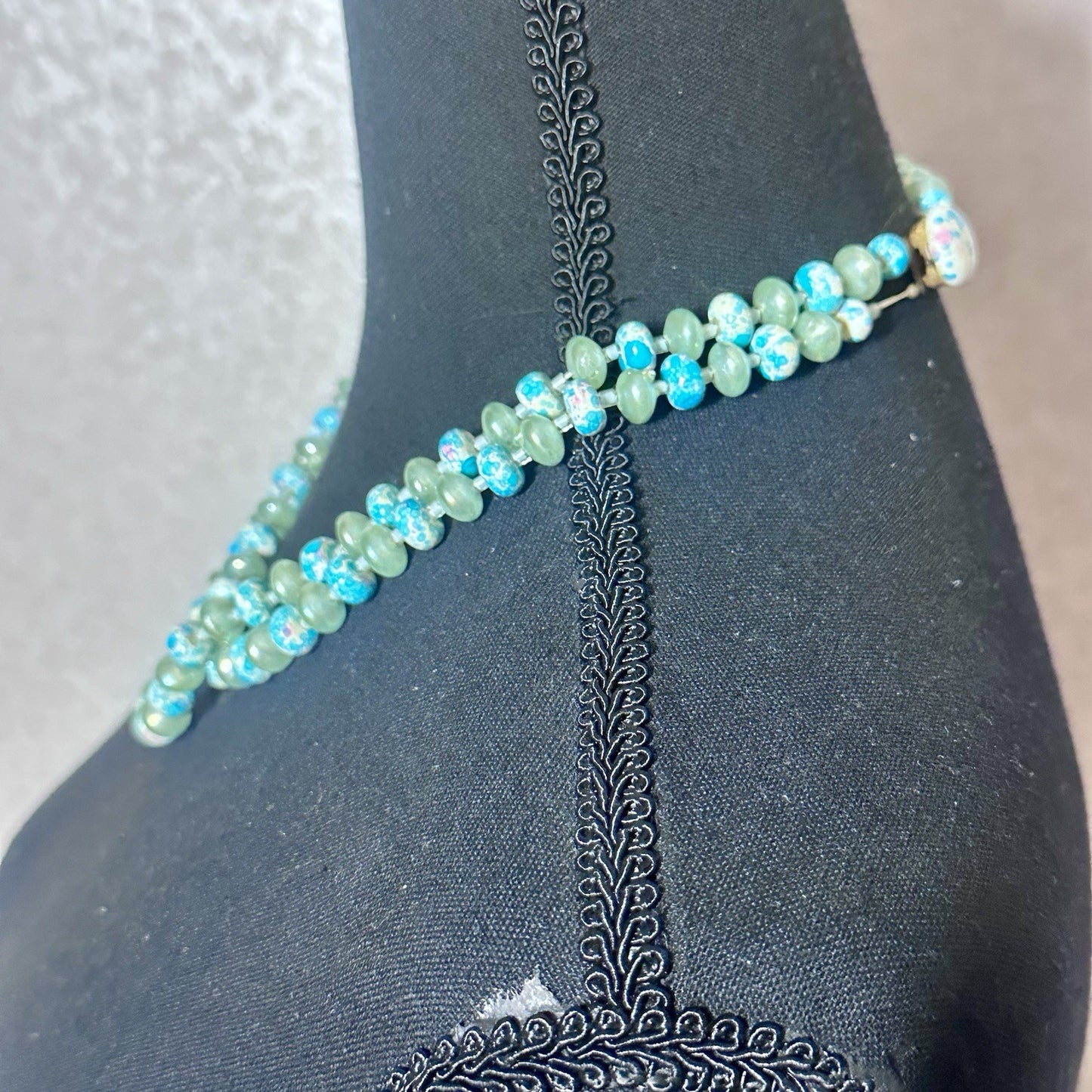 Beautiful Stylish Vintage Two Strand turquoise blue fashion Statement Necklace