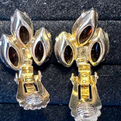 Vintage Juliana Brown Crystal Rhinestone Clip On Earrings