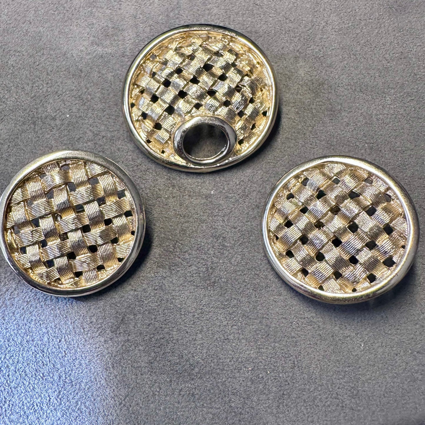 Vintage 1960's Sarah Coventry Gold Tone Basketweave Brooch and Clip On Earring Set
