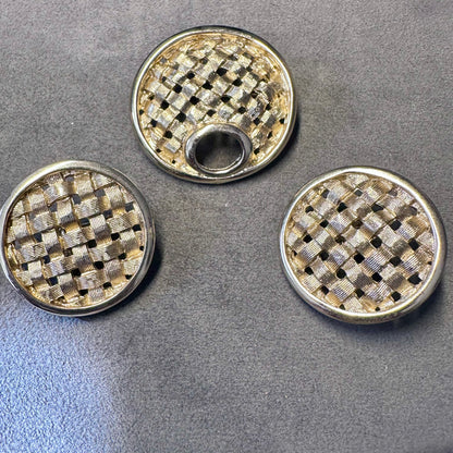 Vintage 1960's Sarah Coventry Gold Tone Basketweave Brooch and Clip On Earring Set