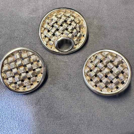 Vintage 1960's Sarah Coventry Gold Tone Basketweave Brooch and Clip On Earring Set