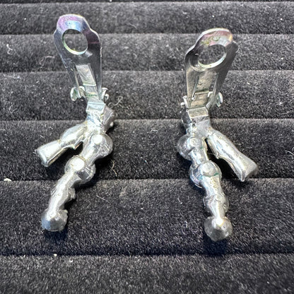 Vintage Silver Tone Crystal Clear Rhinestone High End Clip On Earring