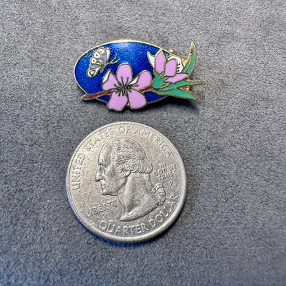 Vintage Floral and Butterfly Enamel Pin