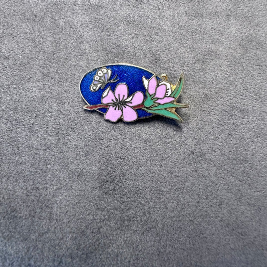 Vintage Floral and Butterfly Enamel Pin