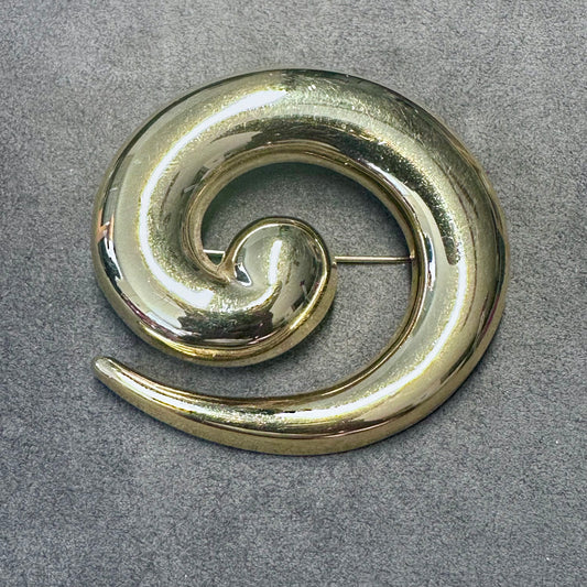 Vintage Monet Large Gold Tone Swirl Brooch