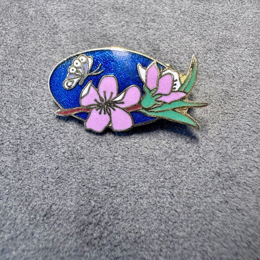 Vintage Floral and Butterfly Enamel Pin