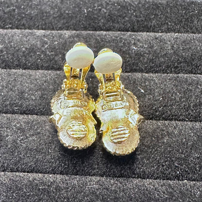 Vintage Richelieu Faux Pearl and Rhinestone Clip On Earrings