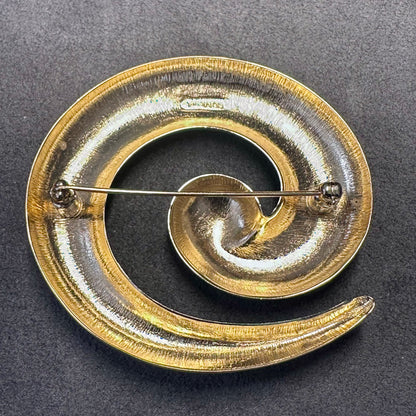 Vintage Monet Large Gold Tone Swirl Brooch