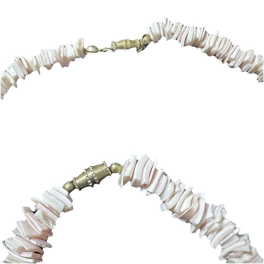 Vintage 90s Peach Pink shell Puka choker necklace And bracelet Set Y2K Surfer