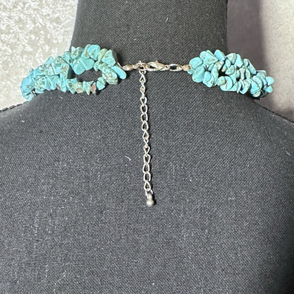 3 Stand Southwest Style Turquoise Dyed Turquoise Stones Christian Cross Necklace