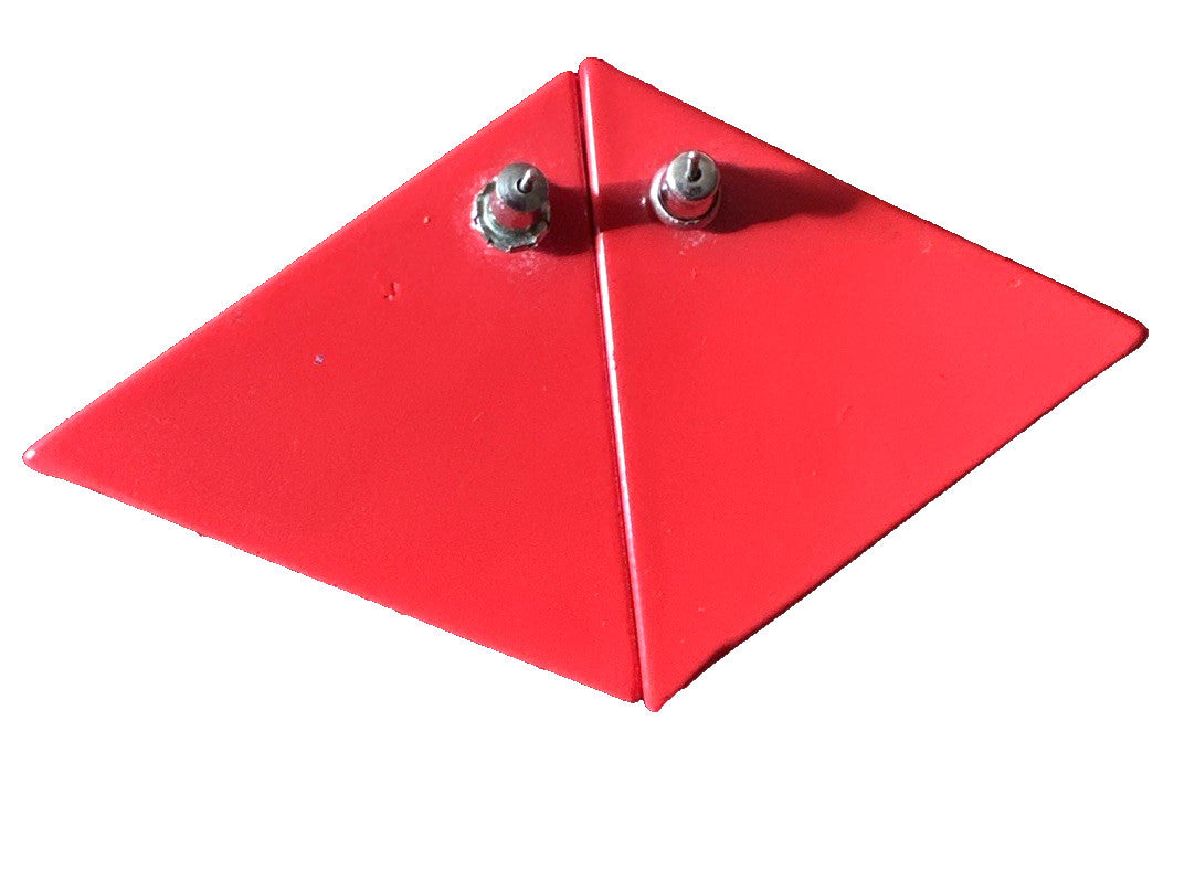 Vintage 80's Red Triangular Stub Earrings GoGo's Punk Art Deco