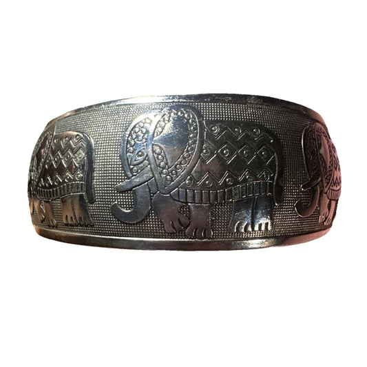 Elephant Carved Tibetan Tibet Silver Boho Bangle Cuff Bracelet Jewelry Gift