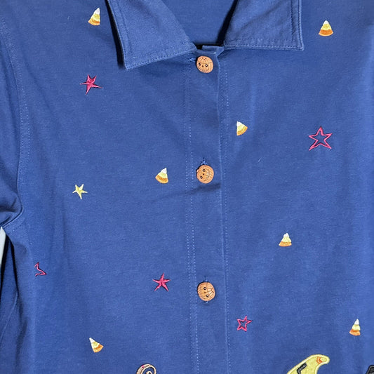 Vintage Onque Casuals Halloween Pumpkin Jacket Size S Candy Corn Witch Hats