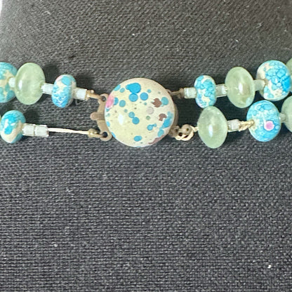 Beautiful Stylish Vintage Two Strand turquoise blue fashion Statement Necklace