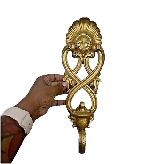 Vintage Homco Ornate Gold Wall Candle Sconce Pair Hollywood Regency Decor MCM