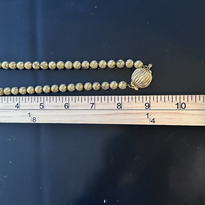 Vintage Ribbed Ball Gold Tone Bead Choker Necklace