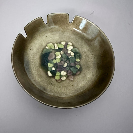 Bovano of Cheshire Copper Enamel Round Circle dish Ashtray 5" Vtg