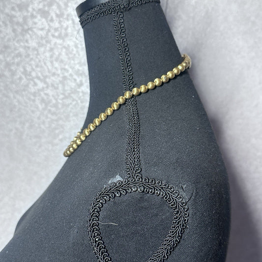 Vintage Ribbed Ball Gold Tone Bead Choker Necklace