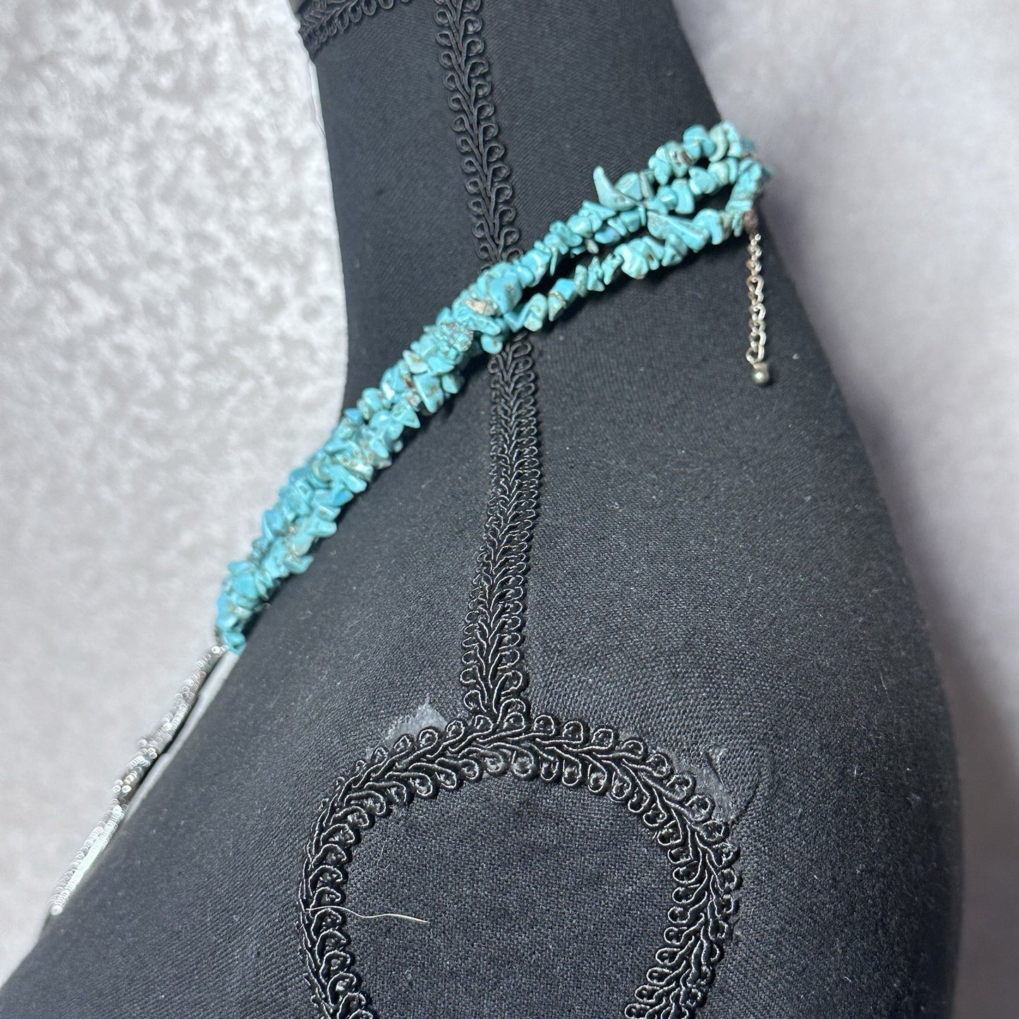 3 Stand Southwest Style Turquoise Dyed Turquoise Stones Christian Cross Necklace