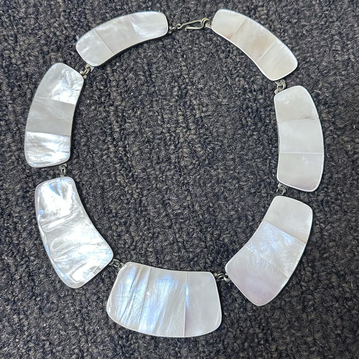 VINTAGE MOTHER OF PEARL PANEL INLAID COLLAR NECKLACE