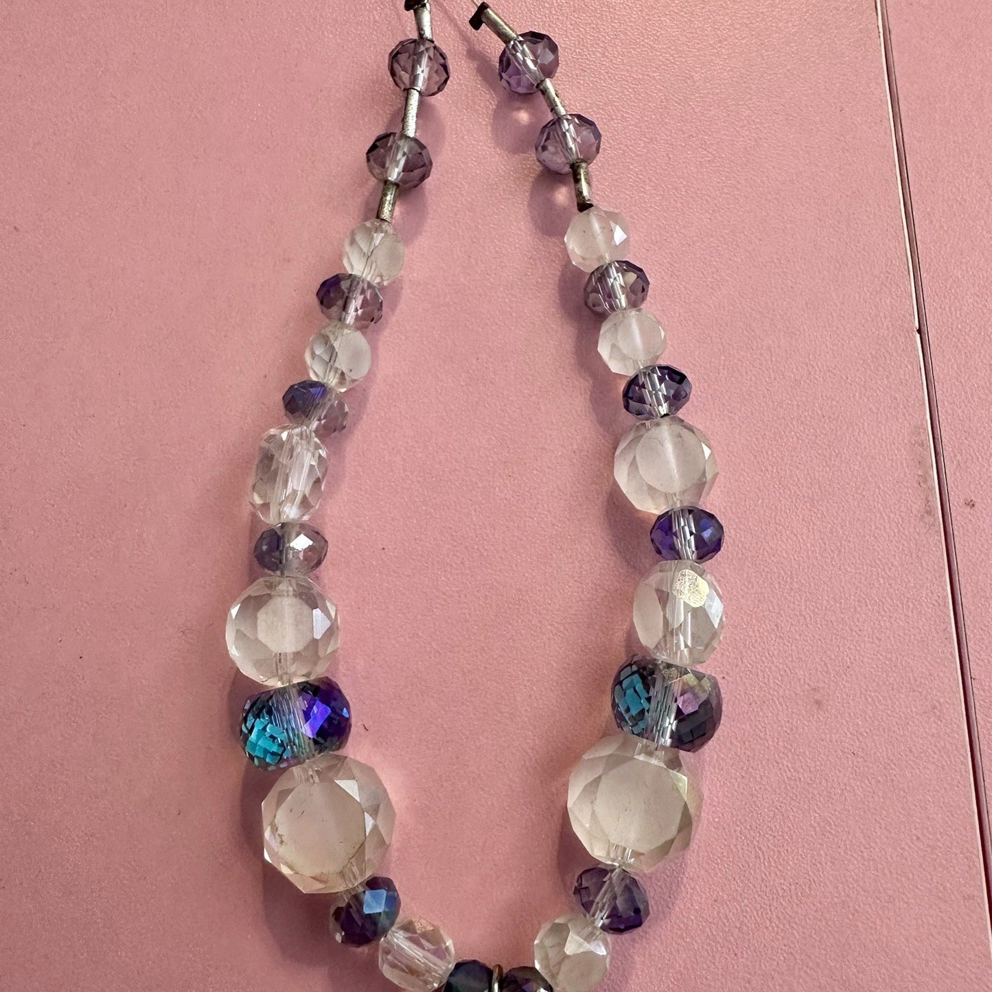Vintage Style Victorian Cameo Beaded Necklace Blue