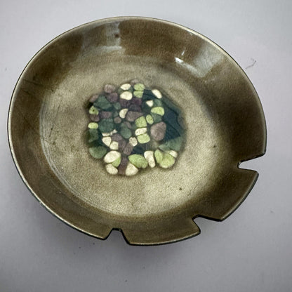 Bovano of Cheshire Copper Enamel Round Circle dish Ashtray 5" Vtg