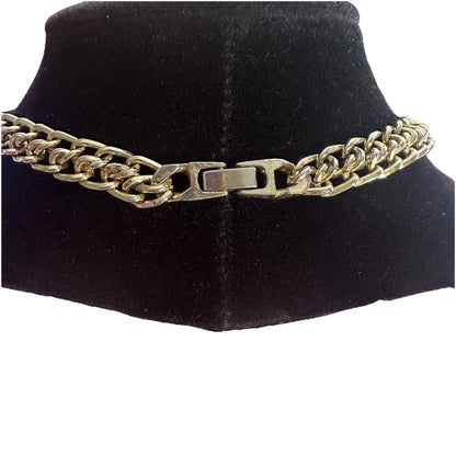 Vintage Gold Toned Cabled Style Fashion Necklace