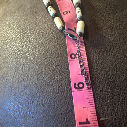 Hand Carved Beaded Skeleton Choker Necklace