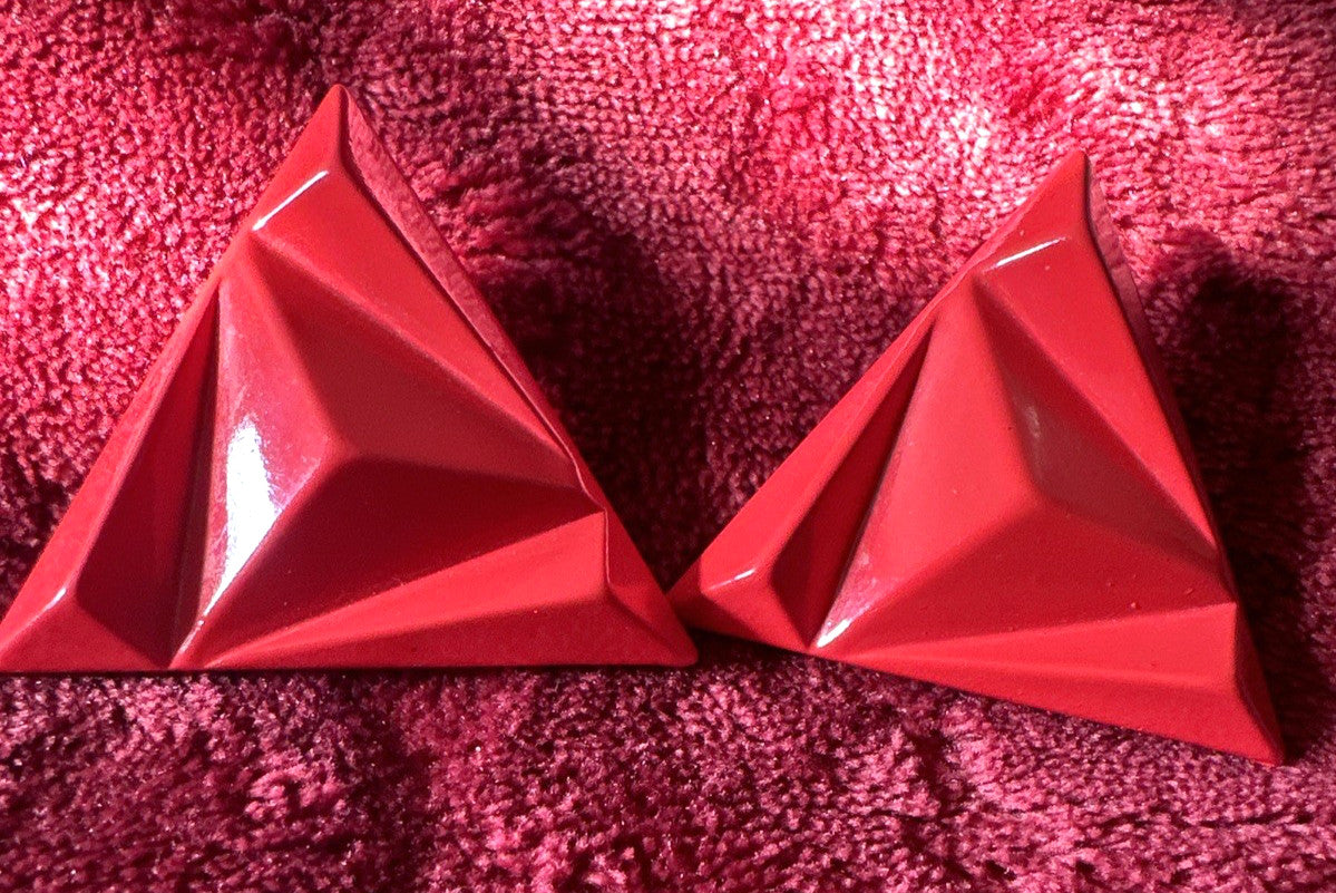 Vintage 80's Red Triangular Stub Earrings GoGo's Punk Art Deco