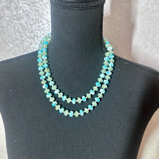 Beautiful Stylish Vintage Two Strand turquoise blue fashion Statement Necklace