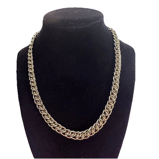Vintage Gold Toned Cabled Style Fashion Necklace