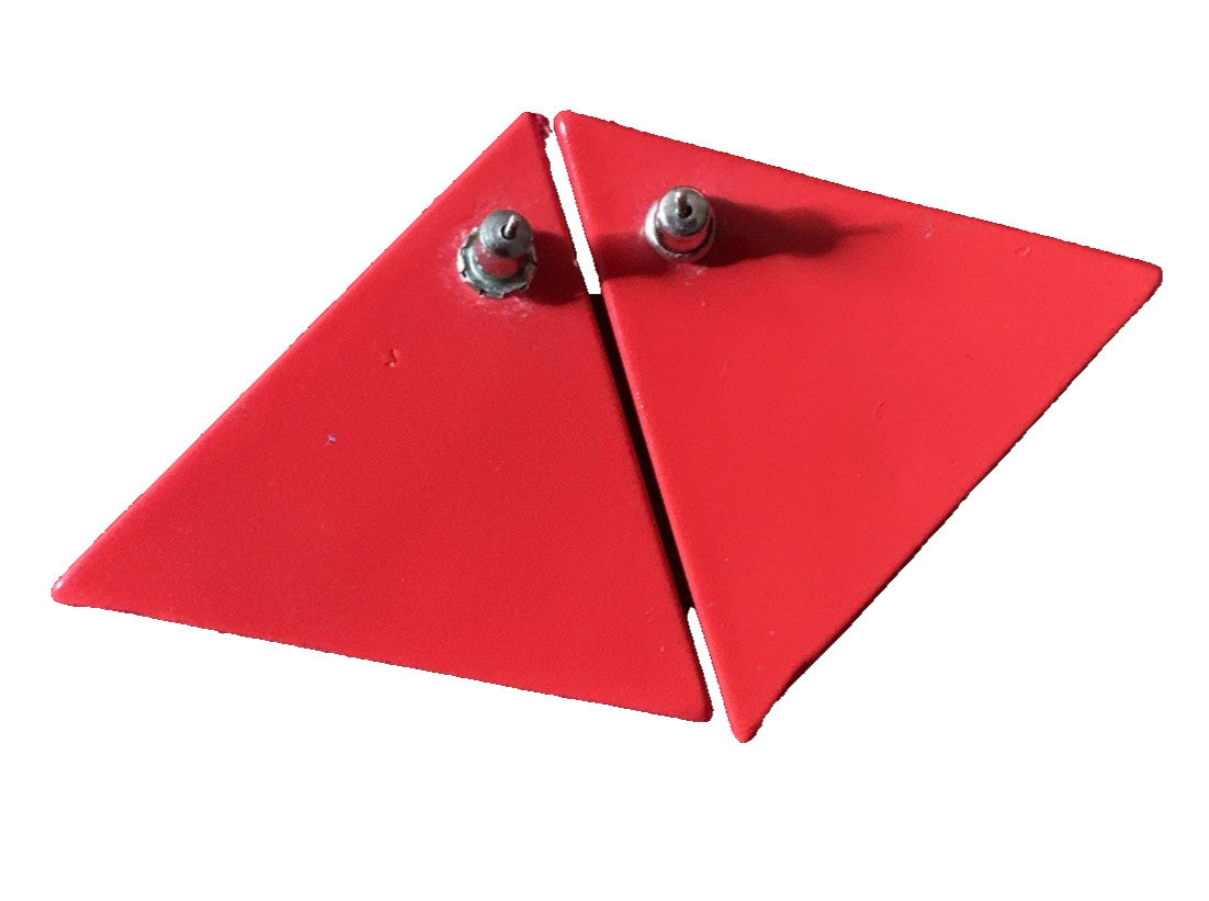 Vintage 80's Red Triangular Stub Earrings GoGo's Punk Art Deco