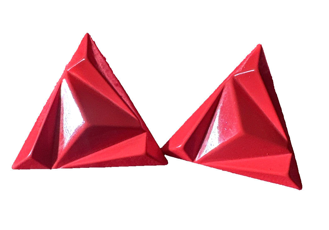 Vintage 80's Red Triangular Stub Earrings GoGo's Punk Art Deco