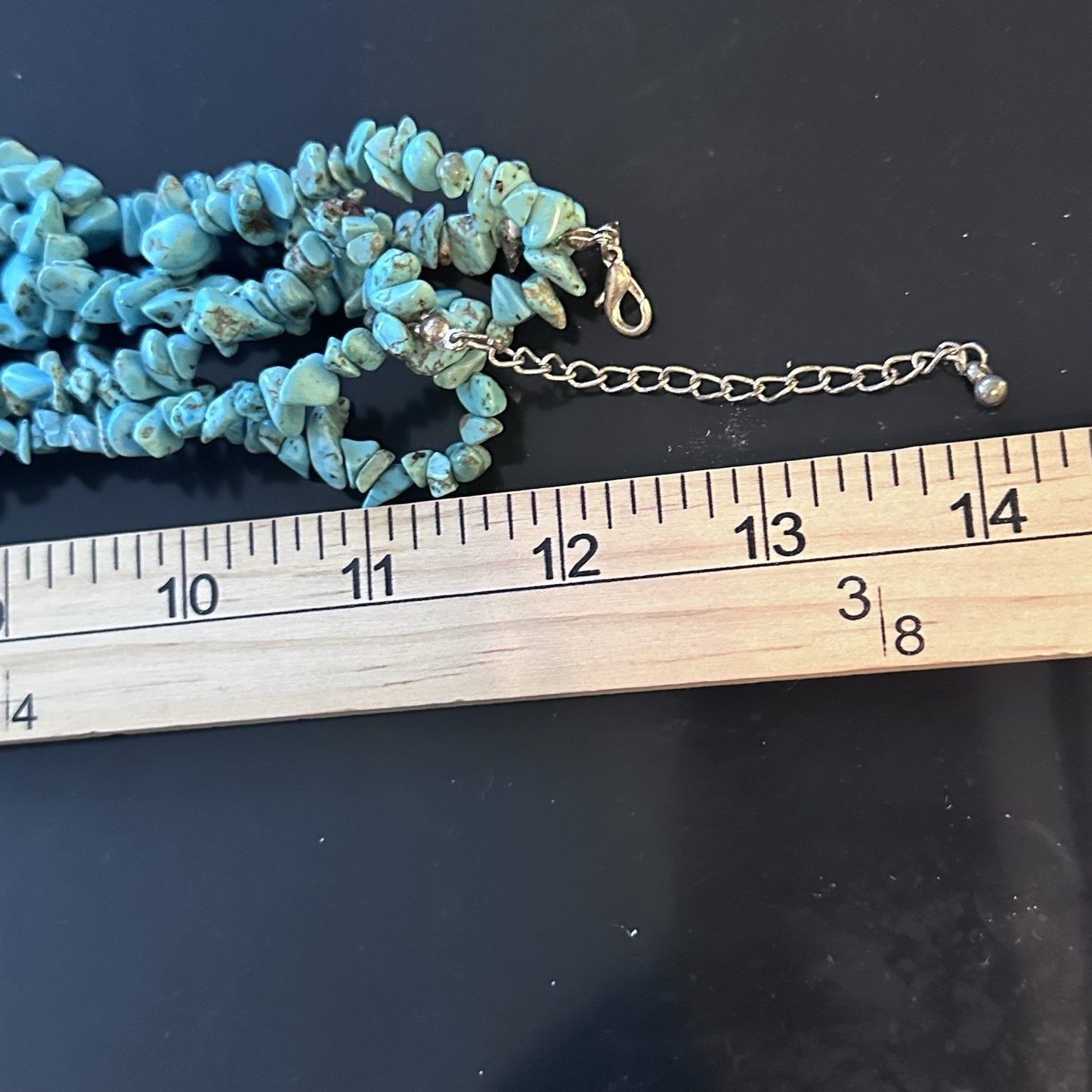 3 Stand Southwest Style Turquoise Dyed Turquoise Stones Christian Cross Necklace