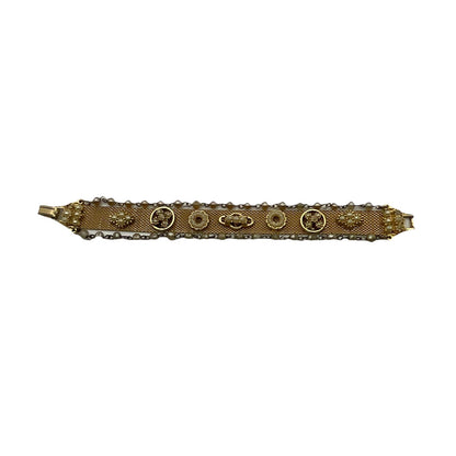 Vintage 3 Strand Mesh Seed Pearls Gold Tone Bracelet