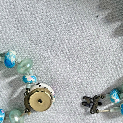 Beautiful Stylish Vintage Two Strand turquoise blue fashion Statement Necklace
