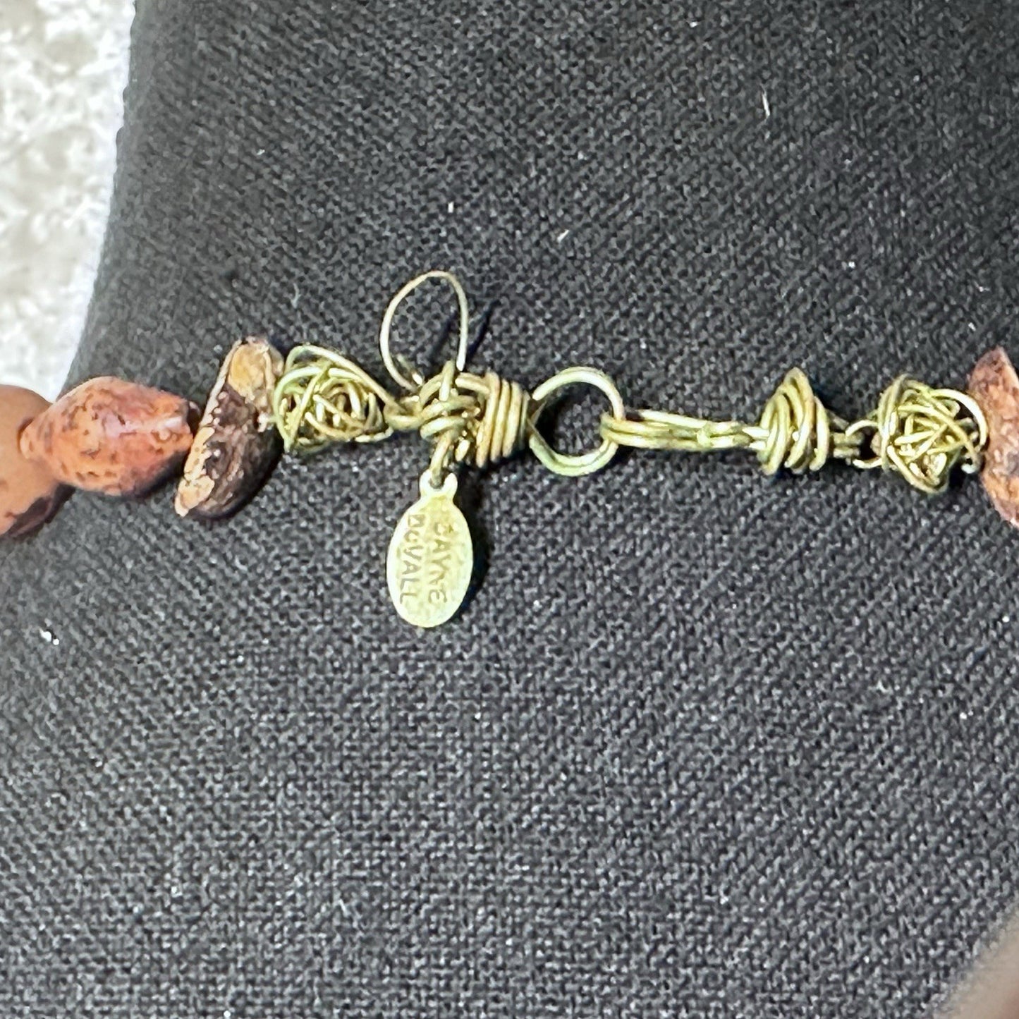 Vintage Dayne Duvall Wood & Mixed Stone Fashion Layering Long Necklace