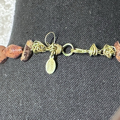 Vintage Dayne Duvall Wood & Mixed Stone Fashion Layering Long Necklace