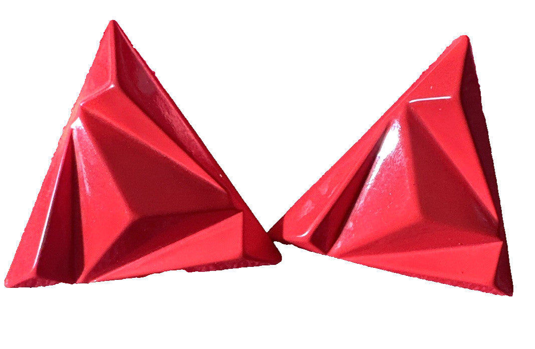 Vintage 80's Red Triangular Stub Earrings GoGo's Punk Art Deco
