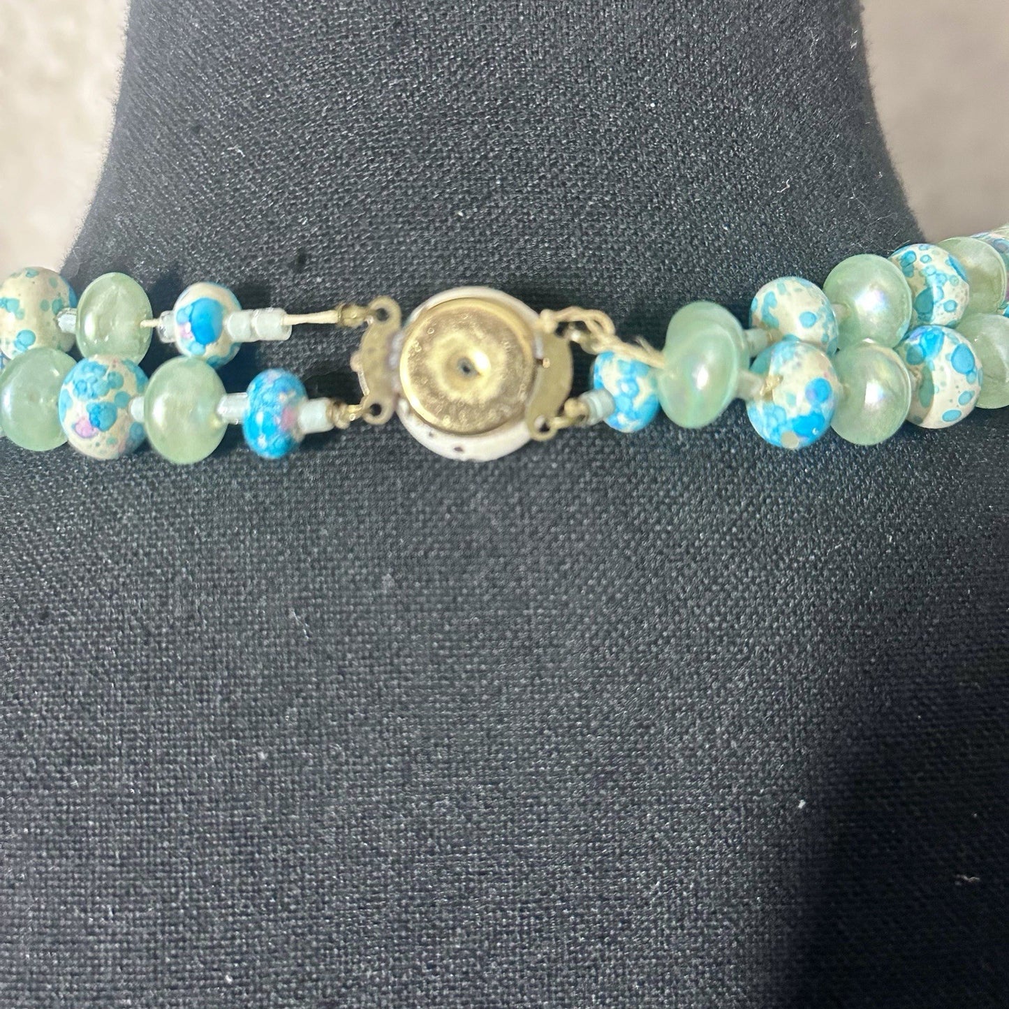 Beautiful Stylish Vintage Two Strand turquoise blue fashion Statement Necklace