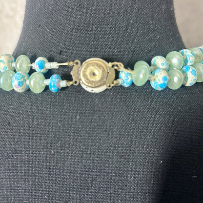 Beautiful Stylish Vintage Two Strand turquoise blue fashion Statement Necklace